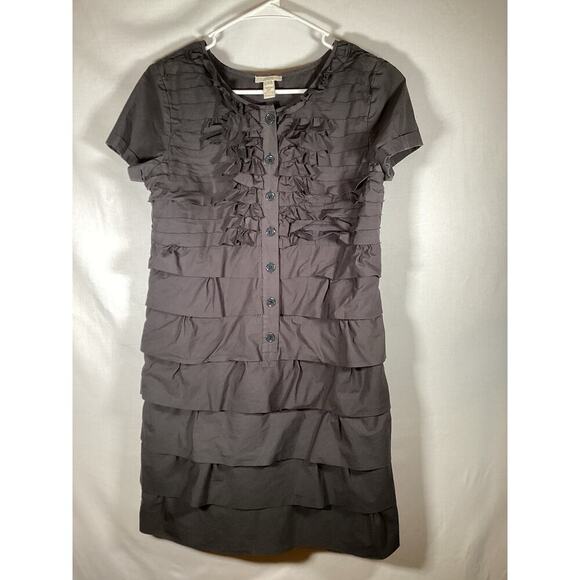 J.CREW Dresses & Skirts - J Crew Ruffled Carly Dress Size 6 Gray Short Sleeved Layered Y2K Cottagecore